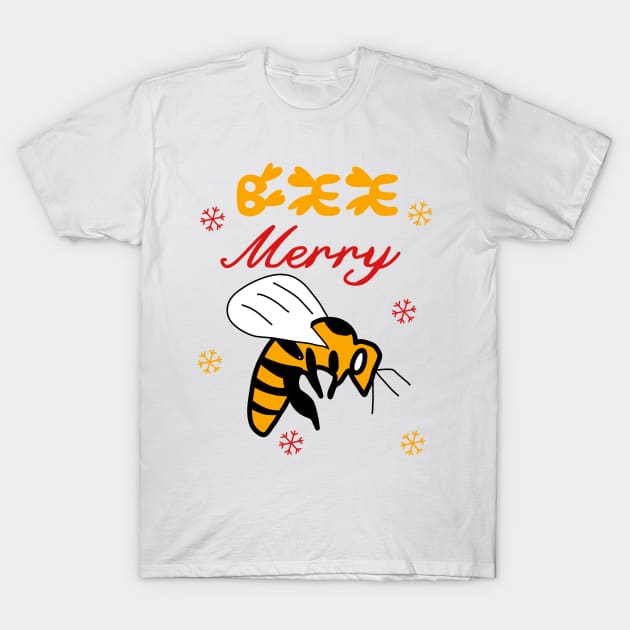 Bee Merry Cute Funny Christmas Snow Flake Costume T-Shirt by beautifulhandmadeart